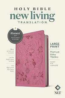 NLT Large Print Premium Value Thinline Bible, Filament: New Living Translation, Garden Pink, Leatherlike, Premium Value Thinline, Filament Bible App