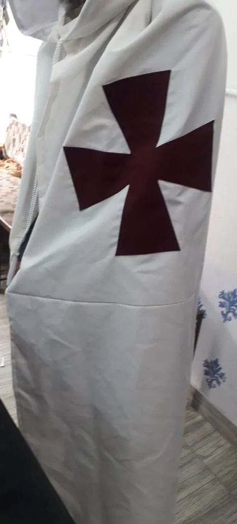 Knights Templar English Constitution Mantle - White with Maroon Cross - Luxe Regalia