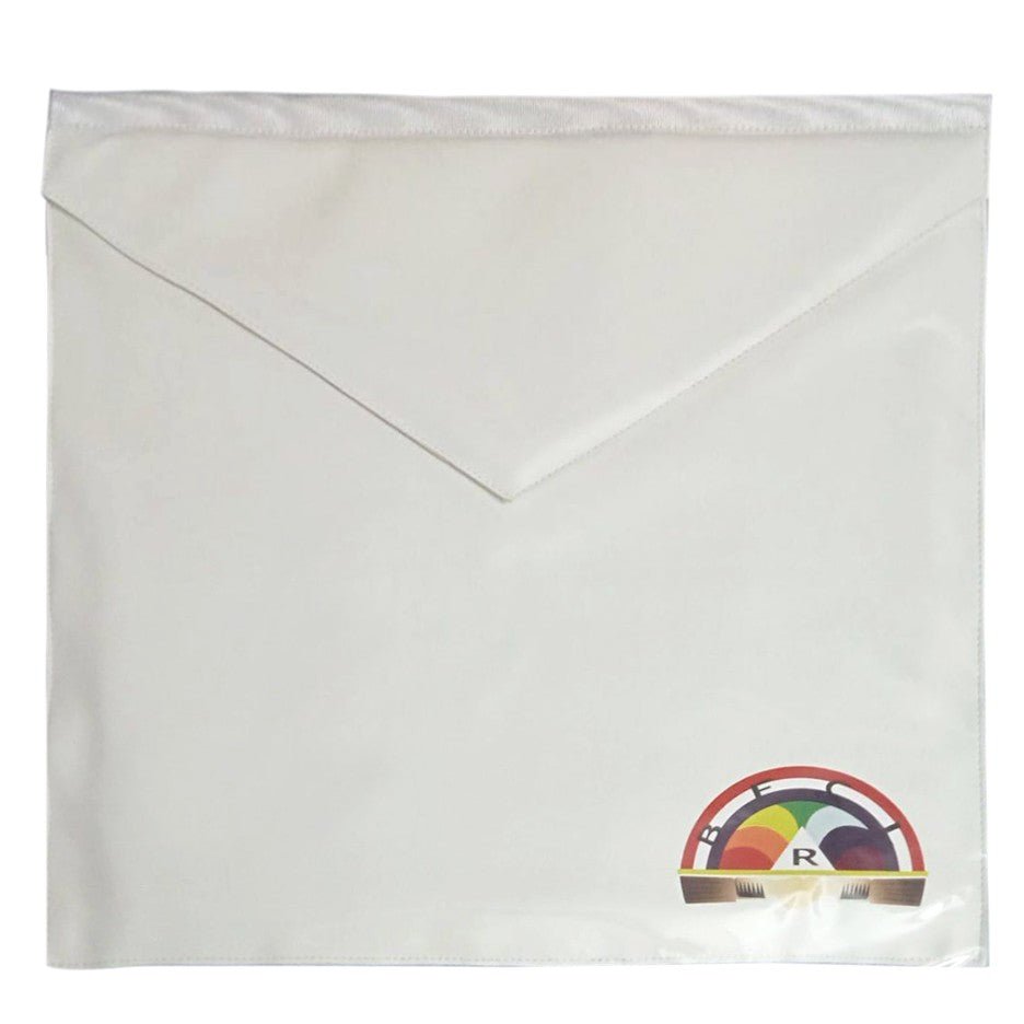 Rainbow for Girls Ceremonial Apron – White, Printed Emblem - Luxe Regalia