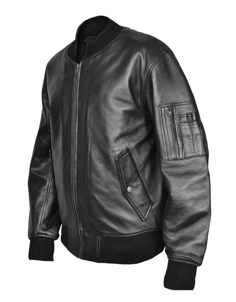 U.S. Military Air Force Flight Bomber Black Leather Jacket - Luxe Regalia