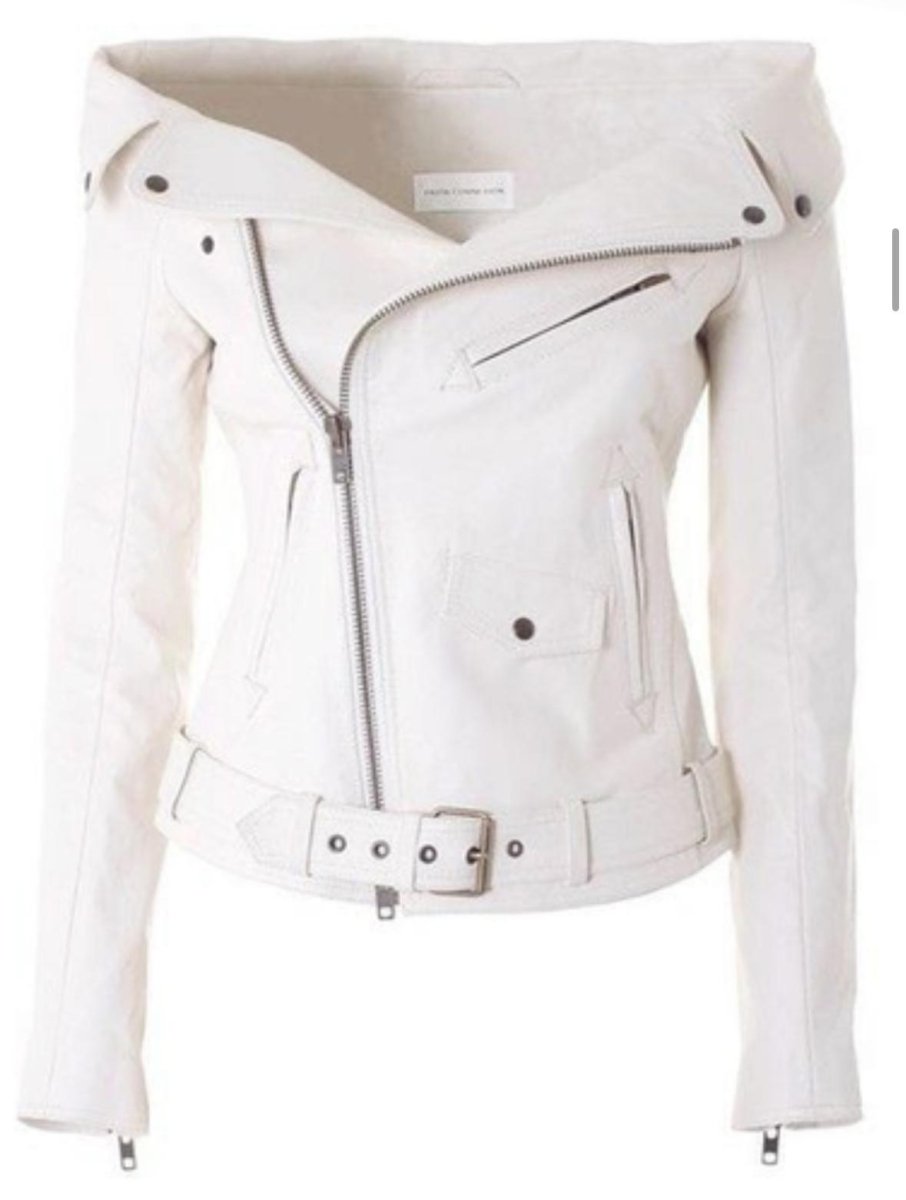 Women's Premium White Leather Moto Jacket - Classic Biker Style - Luxe Regalia