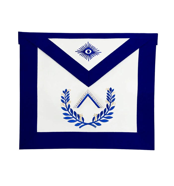Royal Blue Wreath Embroidery Apron - Worshipful Master Blue Lodge Officer - Luxe Regalia