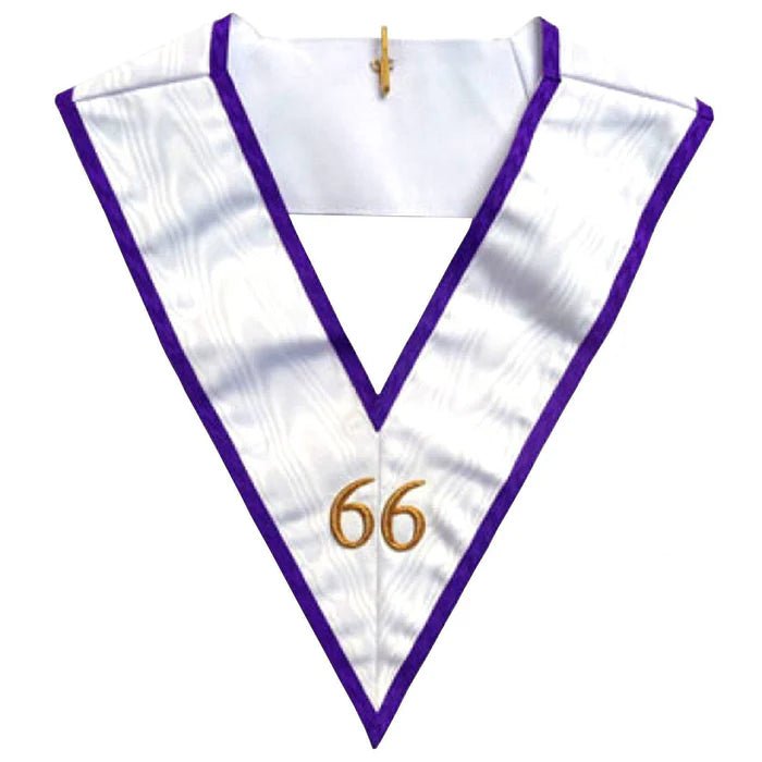 66th Degree Memphis Misraim French Regulation Collar - White Moire Ribbon - Luxe Regalia