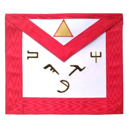 6TH DEGREE SCOTTISH RITE APRON - WHITE & RED MOIRE - Luxe Regalia