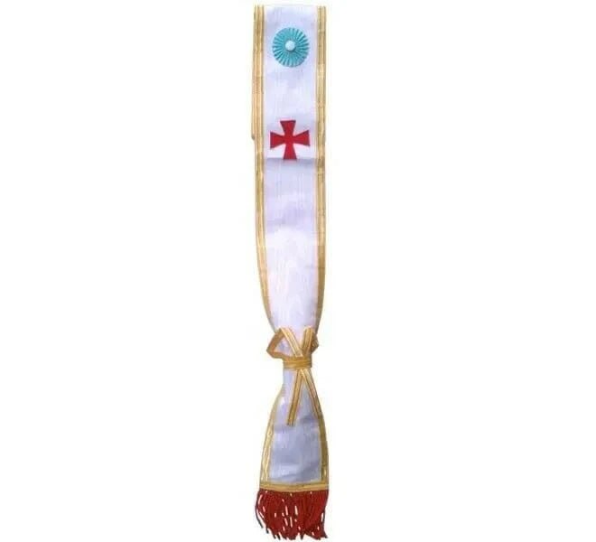 Beneficent Knight of the Holy City Sash with Red Fringe - Rectified Scottish Rite Inner Order - Luxe Regalia