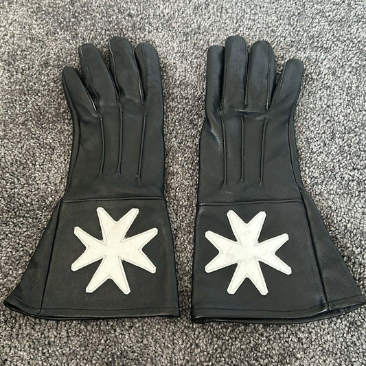 Black White Maltese Cross Gloves - Knights of Malta - Australian Constitution - Luxe Regalia