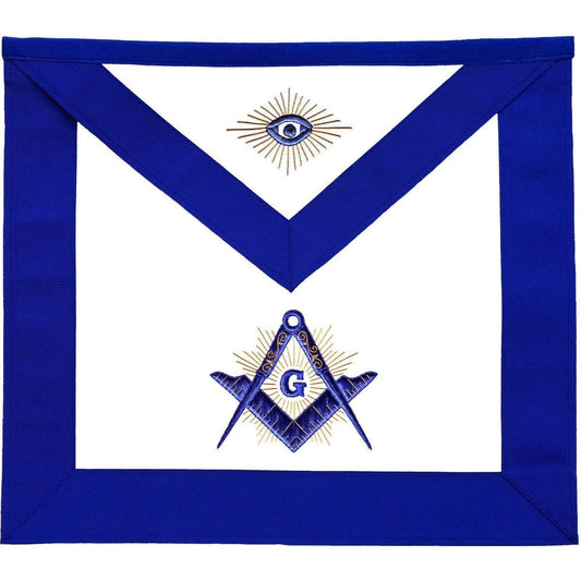 Blue Lodge Master Mason Apron – Royal Blue & Gold Radiant G - Luxe Regalia