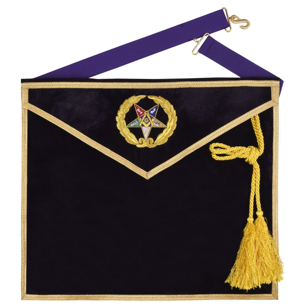 Eastern Star Worthy Patron Apron – Purple Velvet & Laurel Wreath - Luxe Regalia