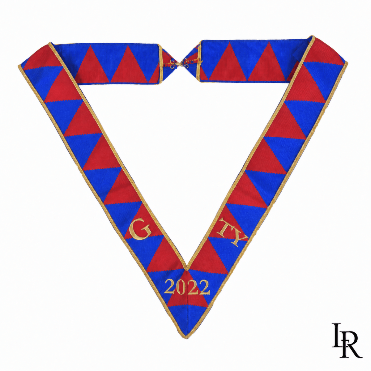English Royal Arch Chapter Collarette – Red & Blue Moiré, Gold Edging - Luxe Regalia