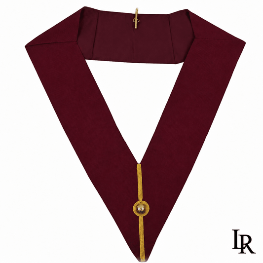 English Royal Arch Chapter Officer Collar – Maroon Ribbon, Triple Tau Style - Luxe Regalia