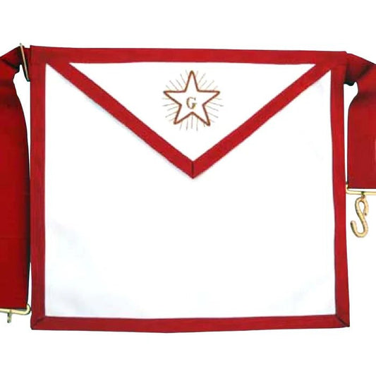 Fellowcraft Scottish Rite Apron - White with Thin Red Borders - Luxe Regalia