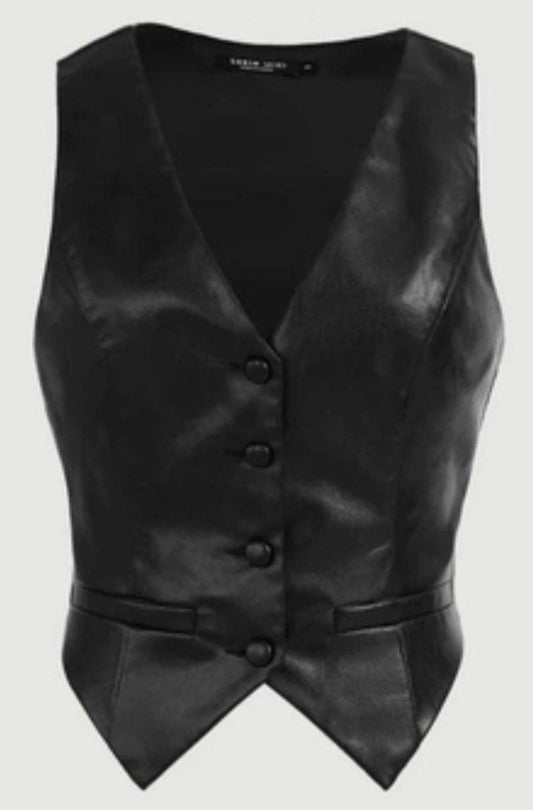 Genuine Leather Fitted Waistcoat - Classic Black - Luxe Regalia
