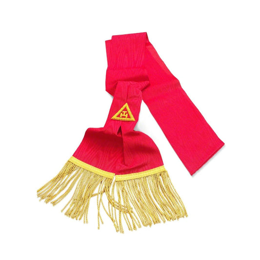 Irish Royal Arch Chapter Past Kings Sash (Scarlet Red with Gold Fringe) - Luxe Regalia