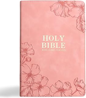 KJV Holy Bible, Giant Print with Cross-References, Pink LeatherTouch with Floral Cover Design, Thumb Index, Ribbon Marker