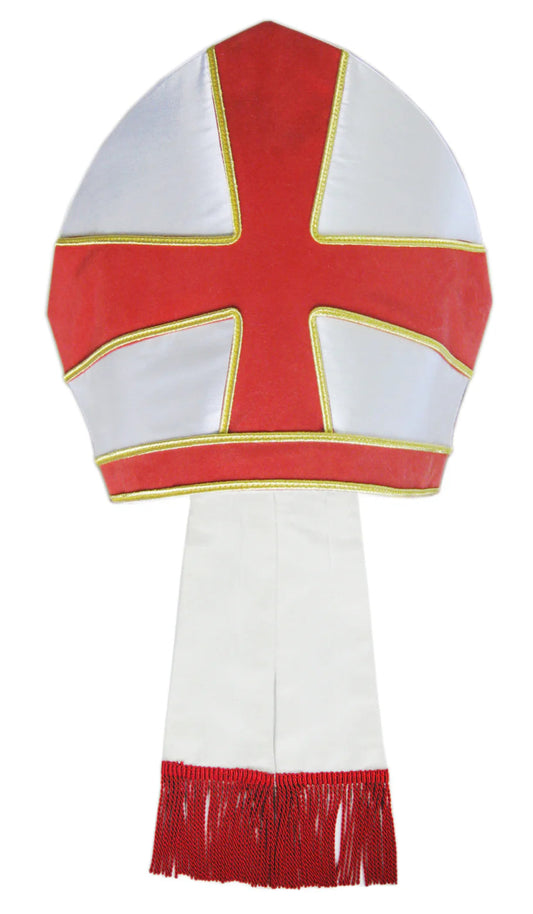 Knight Templar Priest Single Cross Mitre - Luxe Regalia