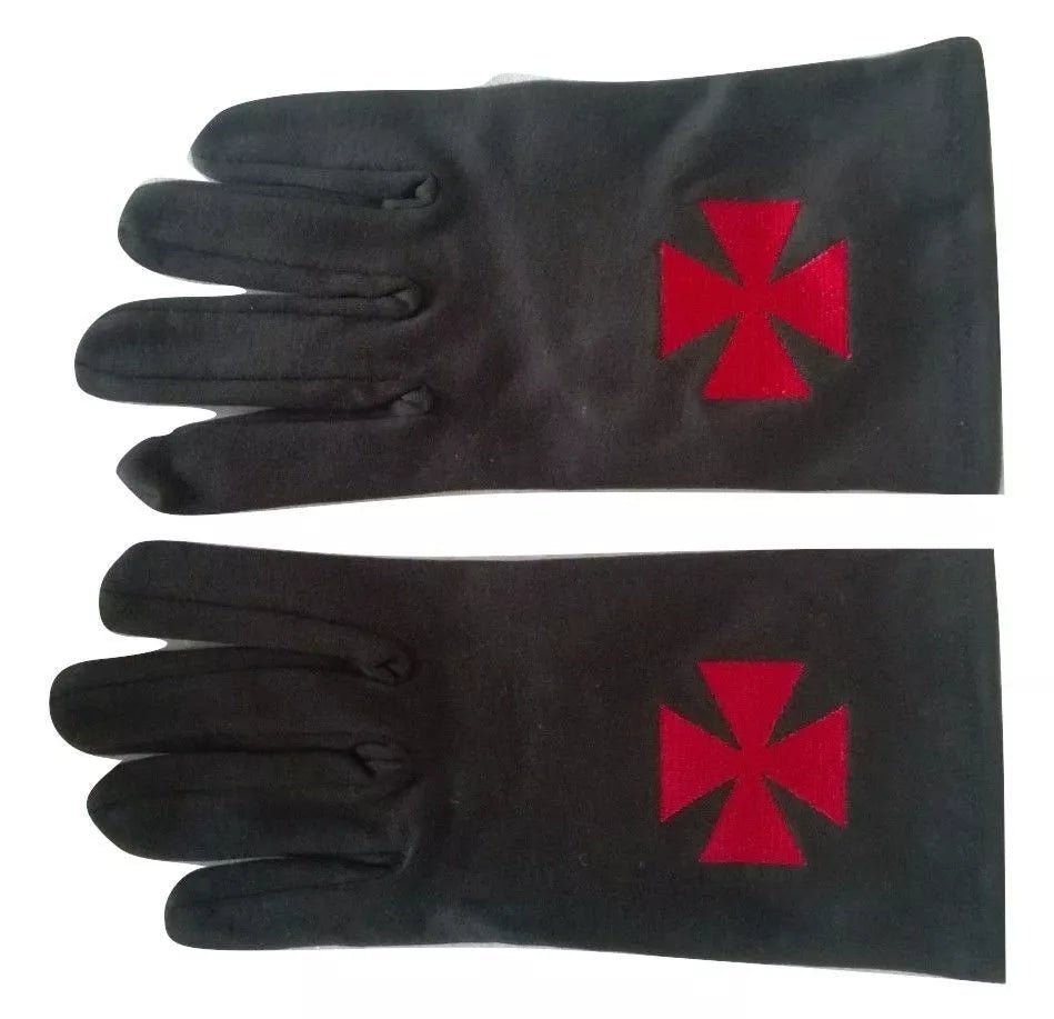 Knights Templar Black Gloves with Red Cross – English Constitution - Luxe Regalia