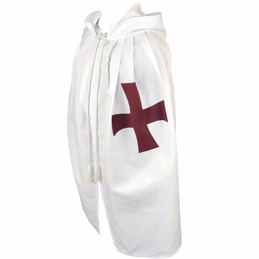 Knights Templar English Constitution Mantle - White with Maroon Cross - Luxe Regalia