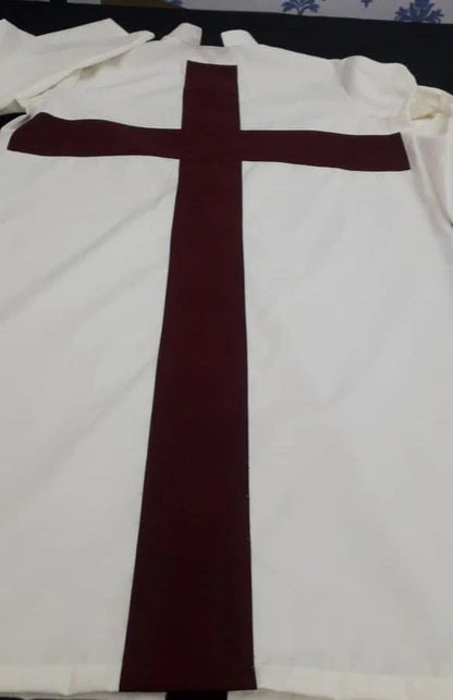 Knights Templar English Constitution Tunic - Maroon Cross & White - Luxe Regalia