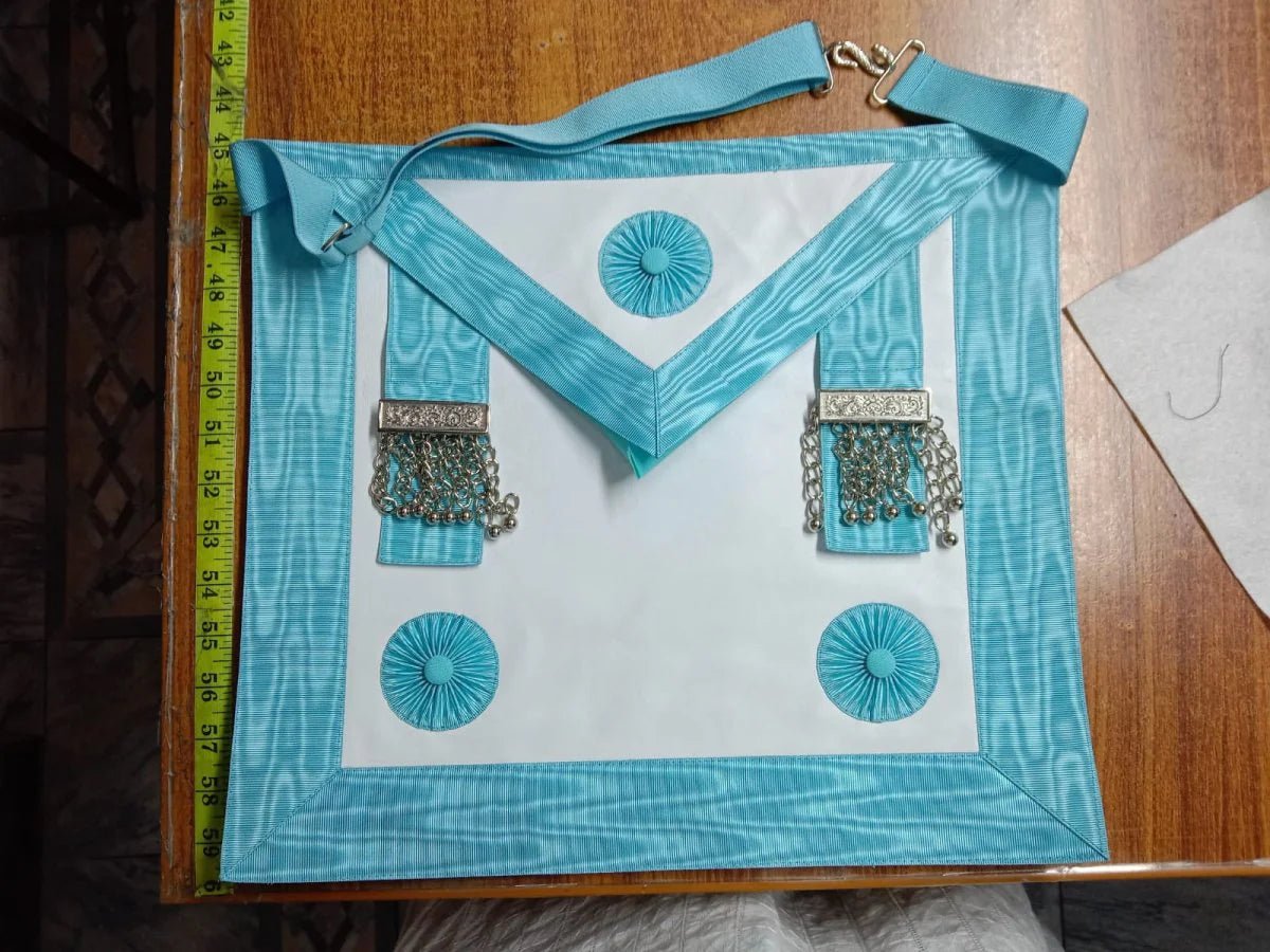 MASTER MASON CRAFT APRON - WHITE & BLUE TURQUOISE - Luxe Regalia