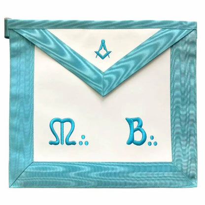 Master Mason French Rite Apron - Sky Blue Moire Square & Compass - Luxe Regalia