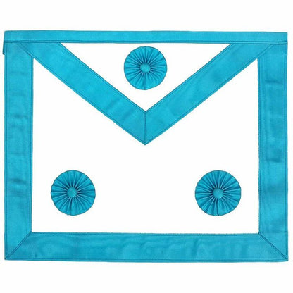 Master Mason French Rite Apron - Sky Blue Moire with Three Rosettes - Luxe Regalia