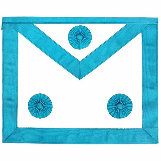 Master Mason French Rite Apron - Sky Blue Moire with Three Rosettes - Luxe Regalia