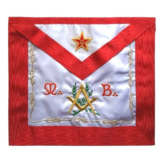 Master Mason Scottish Rite Apron - Red Moiré with MB Flaming Star - Luxe Regalia