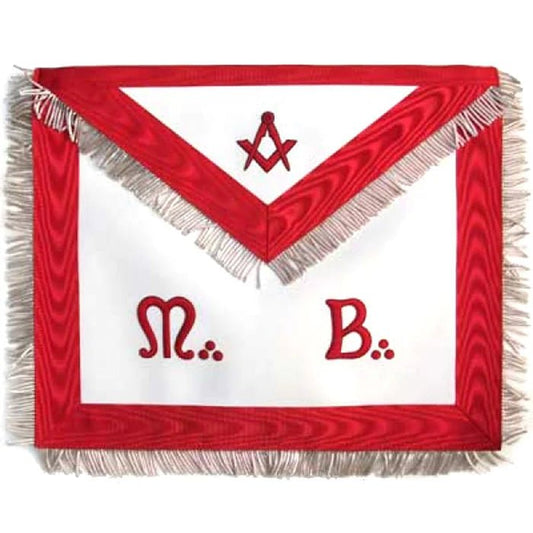 Master Mason Scottish Rite Apron - White & Red Moiré - Luxe Regalia