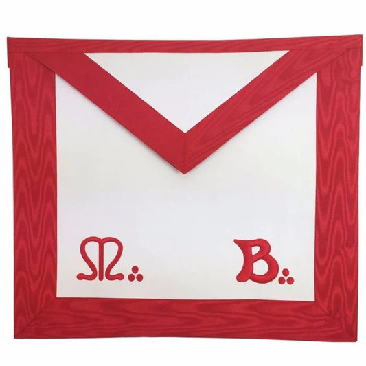 Master Mason Scottish Rite Apron - White & Red Moiré with Fringe - Luxe Regalia