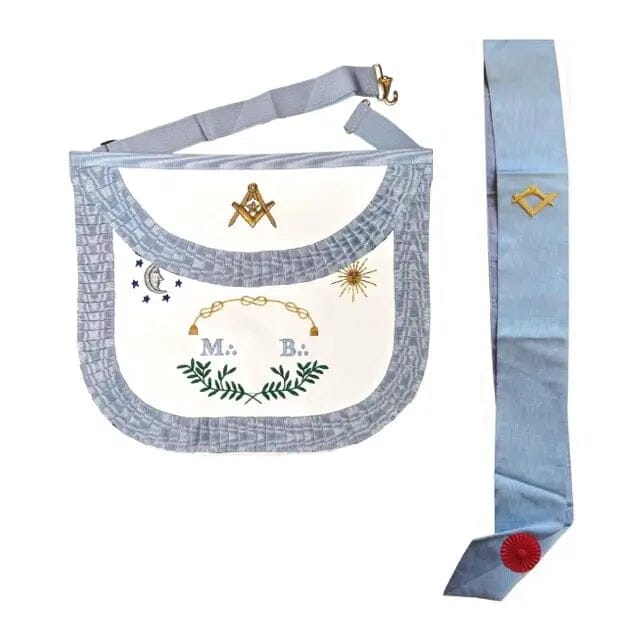 Master Mason Set. Apron round edge + Sash - French Rite "Traditional" - Luxe Regalia