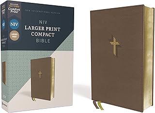 NIV Larger Print Compact Bible, Red Letter, Comfort Print [Brown - Luxe Regalia