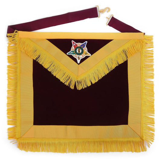 Order of the Amaranth Apron – Maroon Velvet, Yellow Fringe - Luxe Regalia