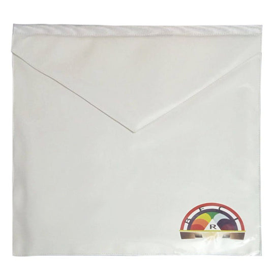 Rainbow for Girls Ceremonial Apron – White, Printed Emblem - Luxe Regalia