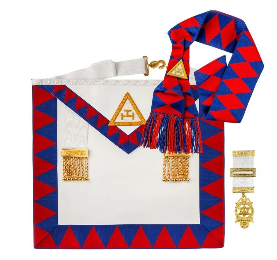 Red & White Companion Apron, Sash, Jewel - Royal Arch Regalia Set (English Constitution)  - Luxe Regalia
