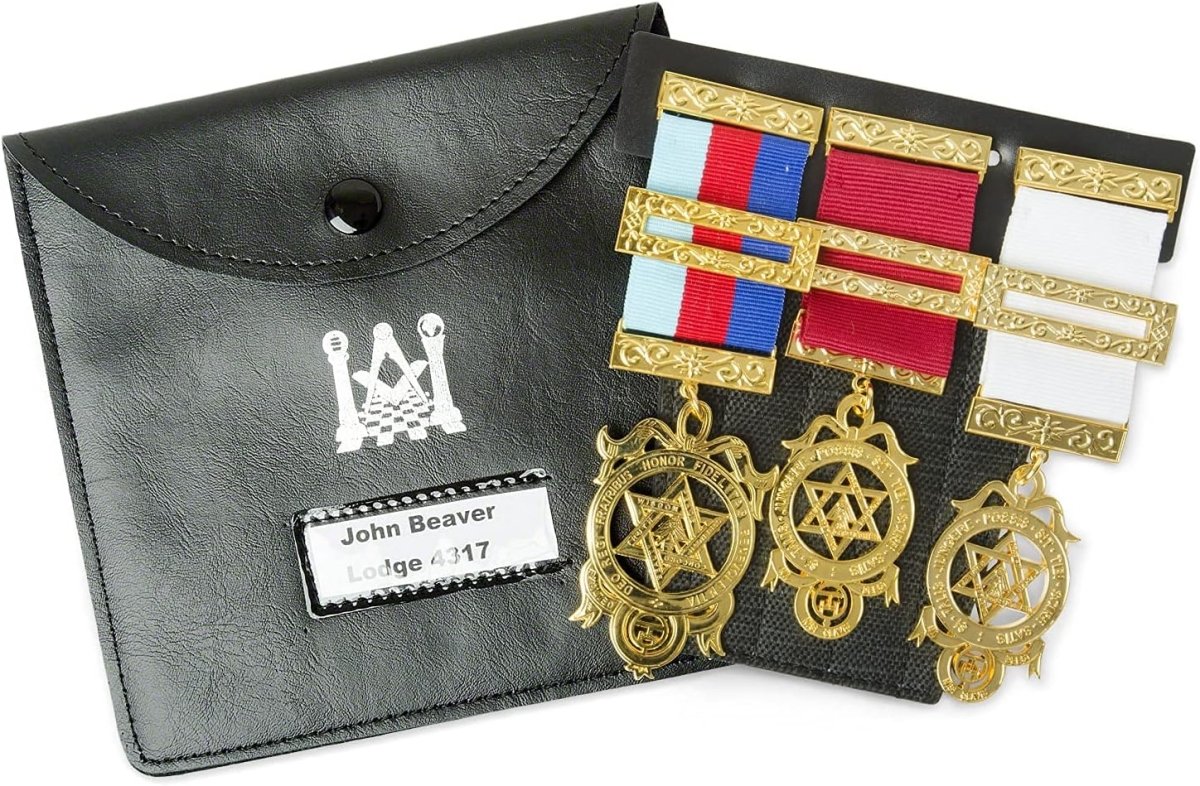 ROYAL ARCH MASONIC COLLECTION - Regalia Pocket and Wallet Jewel Holder Leather Set - Store Jewels Comfortably - Luxe Regalia