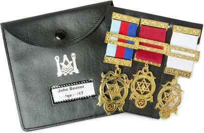 ROYAL ARCH MASONIC COLLECTION - Regalia Pocket and Wallet Jewel Holder Leather Set - Store Jewels Comfortably - Luxe Regalia