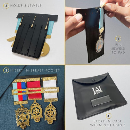 ROYAL ARCH MASONIC COLLECTION - Regalia Pocket and Wallet Jewel Holder Leather Set - Store Jewels Comfortably - Luxe Regalia