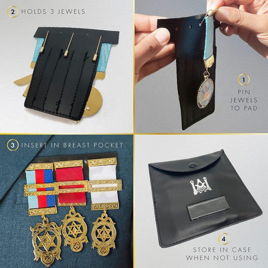 ROYAL ARCH MASONIC COLLECTION - Regalia Pocket and Wallet Jewel Holder Leather Set - Store Jewels Comfortably - Luxe Regalia