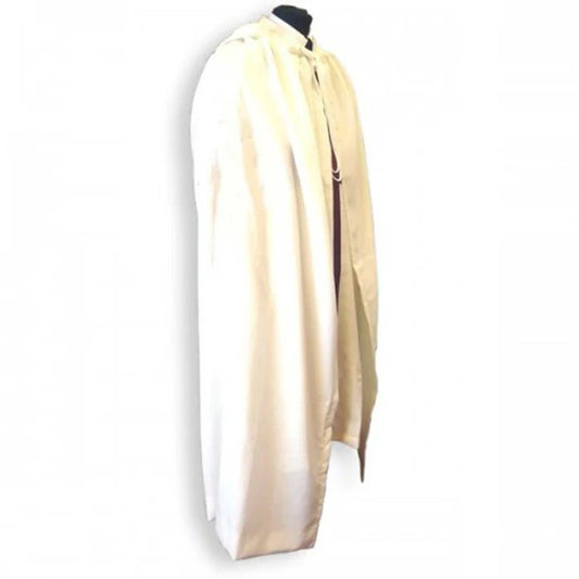 St. Thomas of Acon Mantle - Cotton & Wool Fabric with Maroon Cross (Cream) - Luxe Regalia