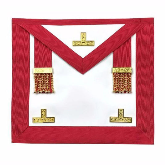 Worshipful Master Scottish Rite Apron in White & Red Moiré - Luxe Regalia