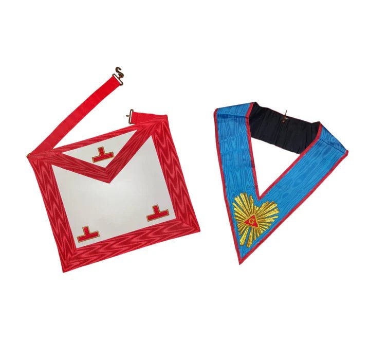 Worshipful Master Set - 3 Taus Apron + Collar - Ancient Accepted Scottish Rite (AASR) - Luxe Regalia